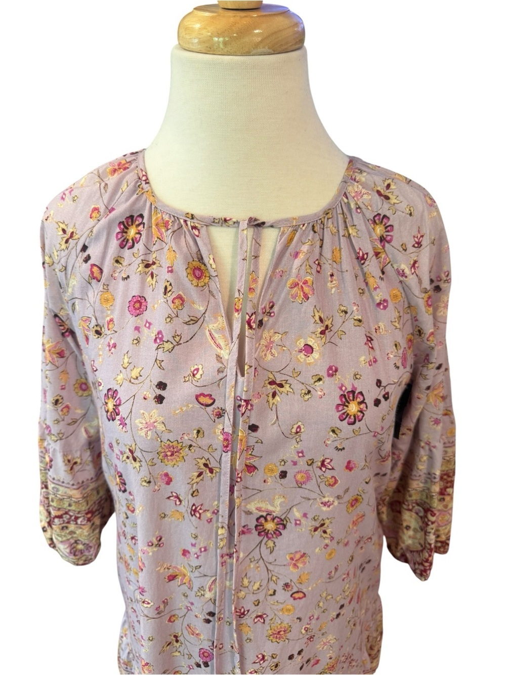 Self Contrast Floral Paisley Ruffle Hem Mini Dress Lavender Purple Size Small - Picture 4 of 16